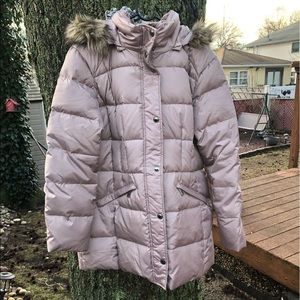 london fog faux fur hooded wool car coat